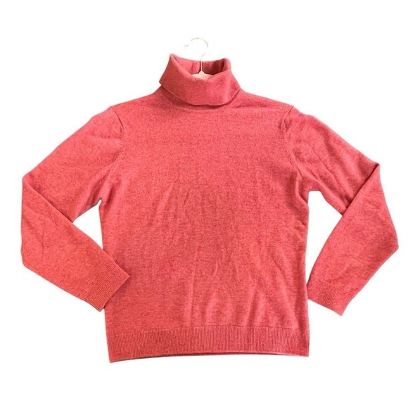 Brooks Brothers 100%  Cashmere Coral/Pink Turtleneck Sweater Sz S  Scotland - Picture 1 of 7